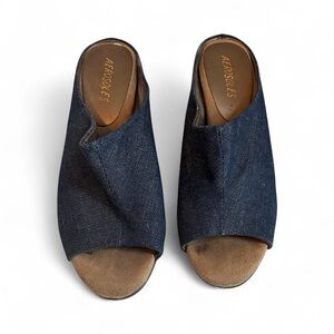 Aérosoles Denim Wedge Mules Shoes size 7.5